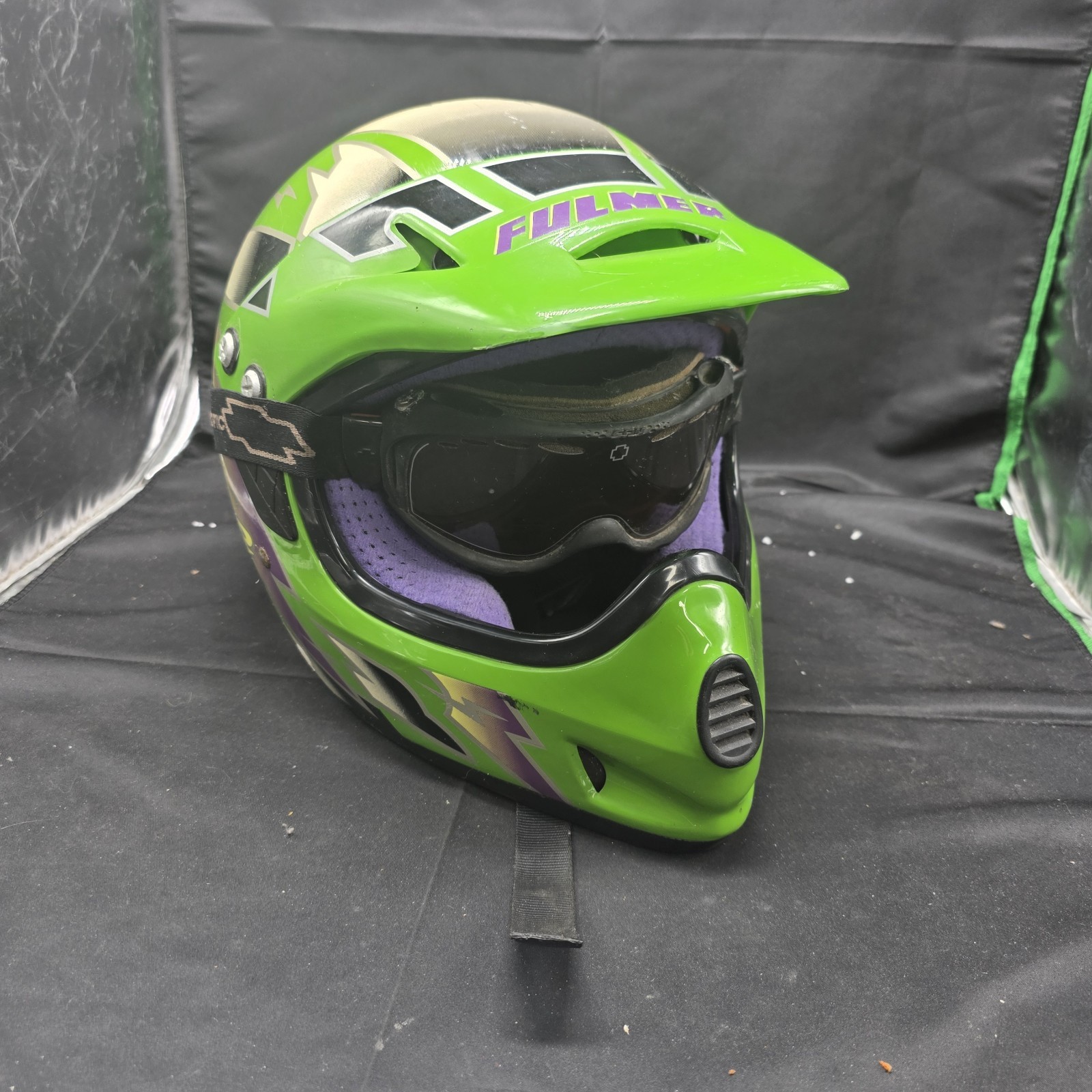 Fulmer XR Adult Motocross Helmet Size Small S Green DOT w/ Spy Optic Goggles