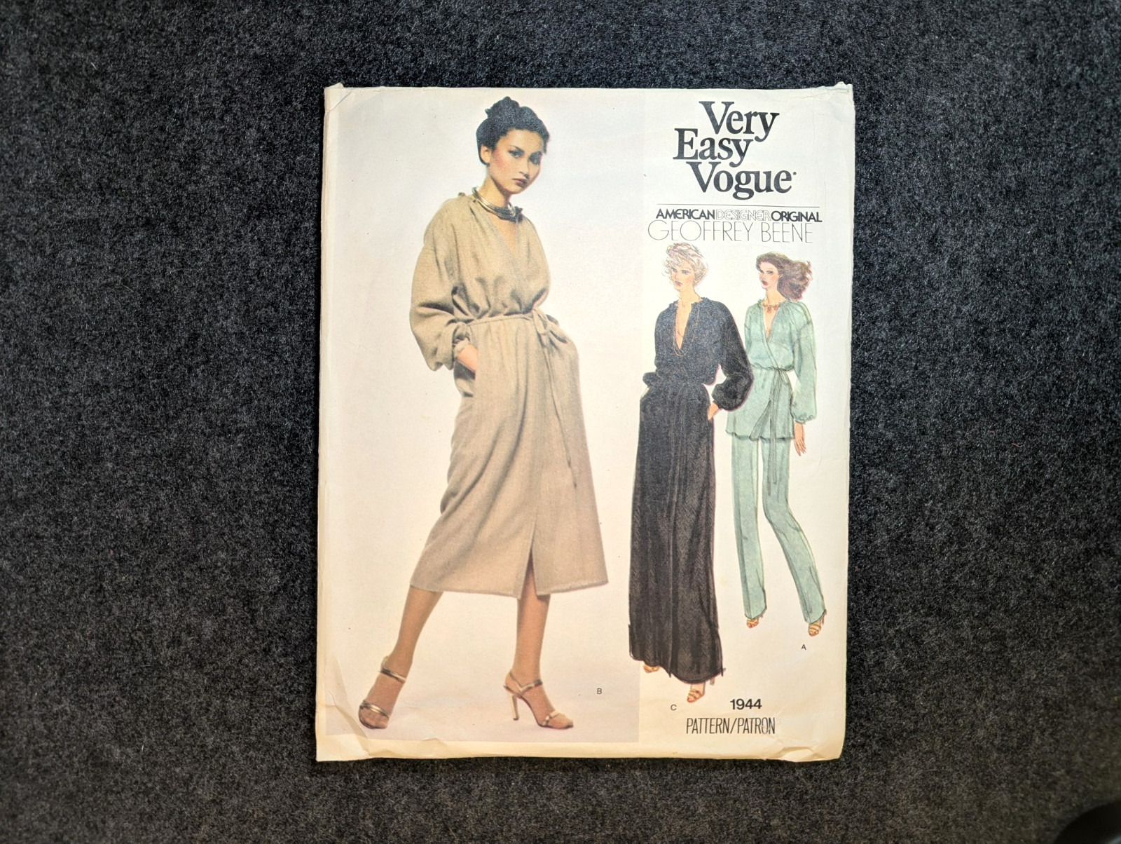 1979 VTG Vogue : Geoffrey Beene Woman\'s Dress or Tunic/Pant Pattern 1944: Szs 12