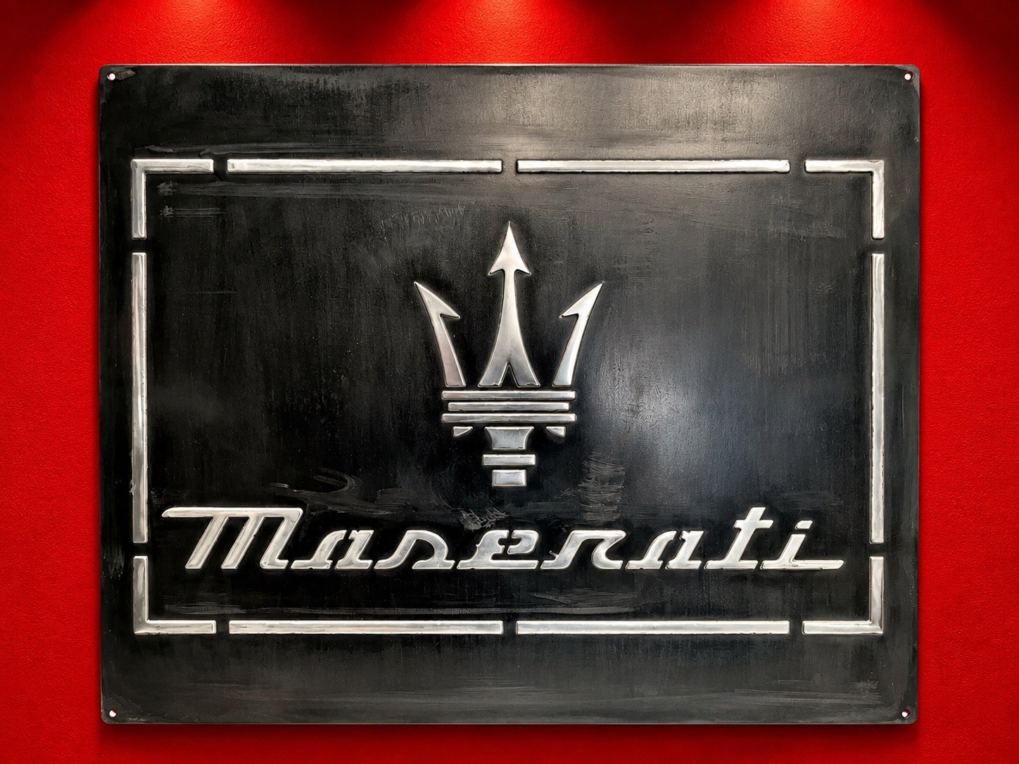 Maserati Vintage Style Garage Sign 20x24 Handmade Aluminum Relief Metal Wall Art