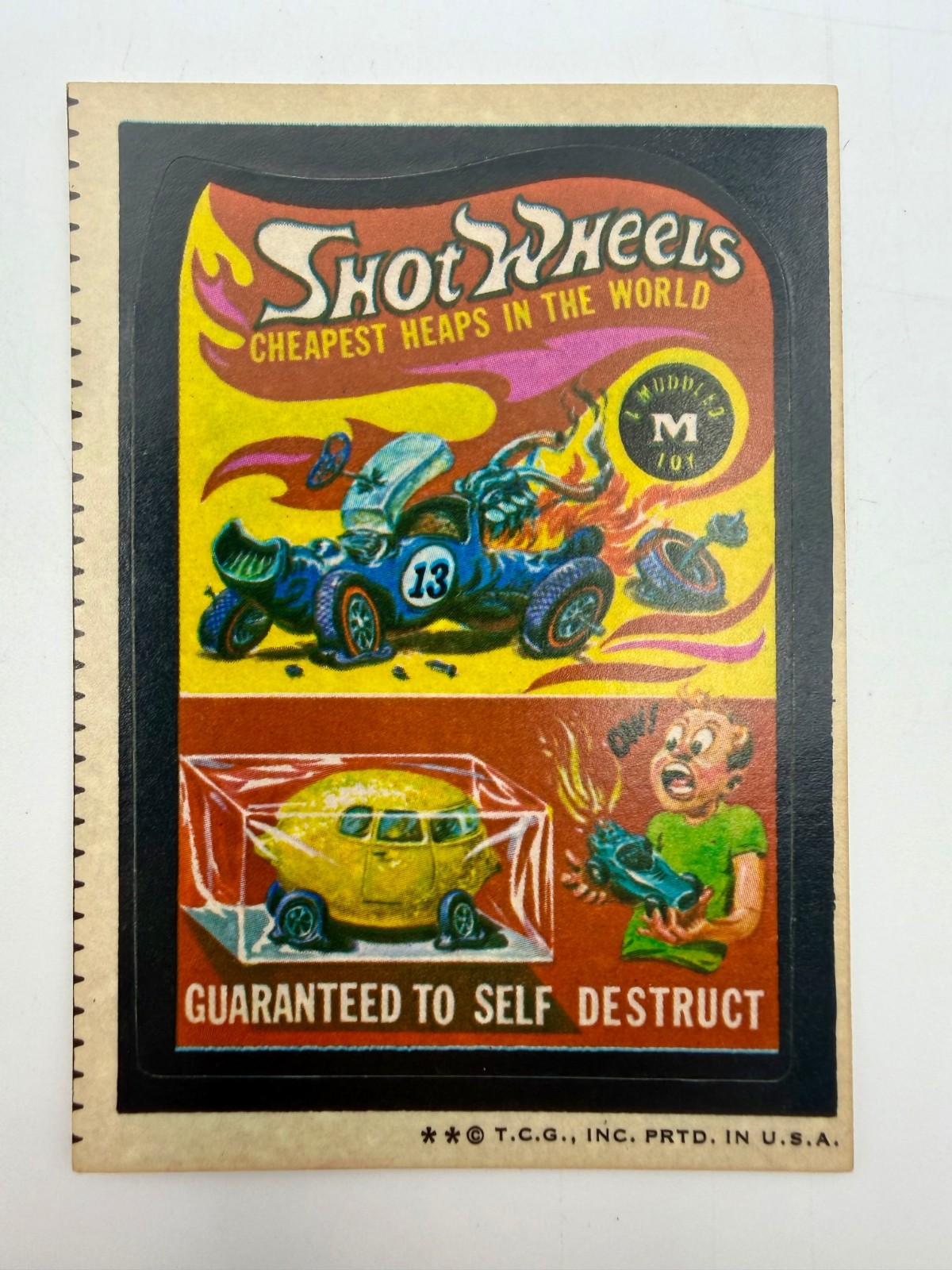 1974 Topps Wacky Packages 5th Series Shot Wheels Off-Center Miscut Variant 1974 Topps Wacky Packages 5th Series Shot Wheels Off-Center Miscut Variant