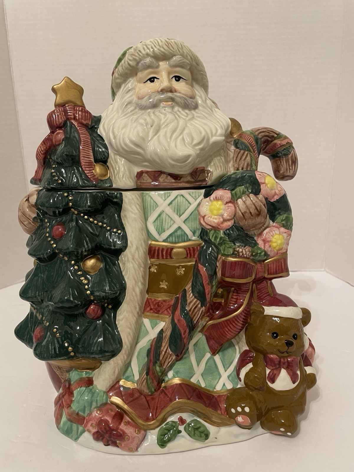 VTG 1990’S OLD WORLD SANTA CLAUS 13”HAND PAINTED CERAMIC CHRISTMAS COOKIE JAR