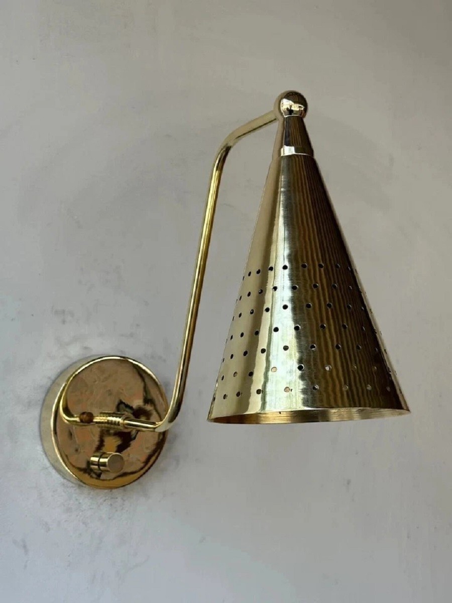 One Light Brass Wall Sconce Mid Century Modern Stilnovo Style Wall Lamp Gift