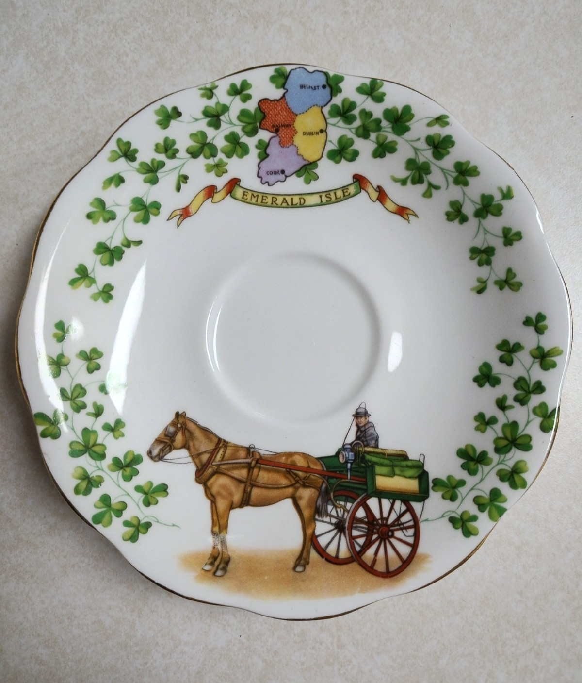 Irish Emerald Isle Saucer Small Plate Royal Standard Fine Bone China Gold Trim Irish Emerald Isle Saucer Small Plate Royal Standard Fine Bone China Gold Trim