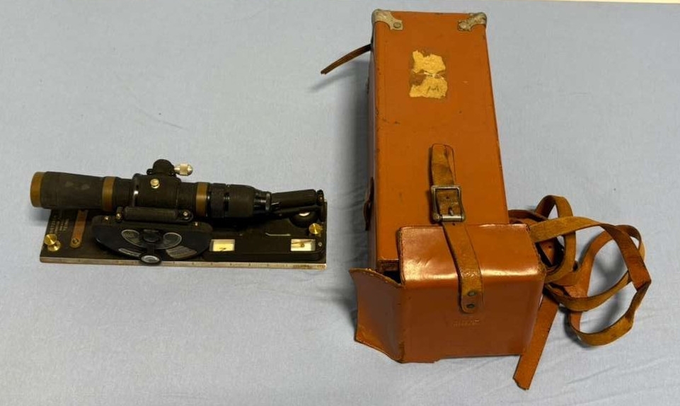 Vintage Dietzgen Exploration Alidade Surveying Instrument w/ Leather Wooden Box