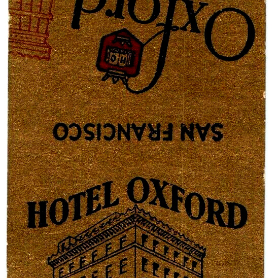 Vtg 1940s Hotel Oxford San Francisco CA Matchbook Cover Piccadilly Circus Unused Vtg 1940s Hotel Oxford San Francisco CA Matchbook Cover Piccadilly Circus Unused