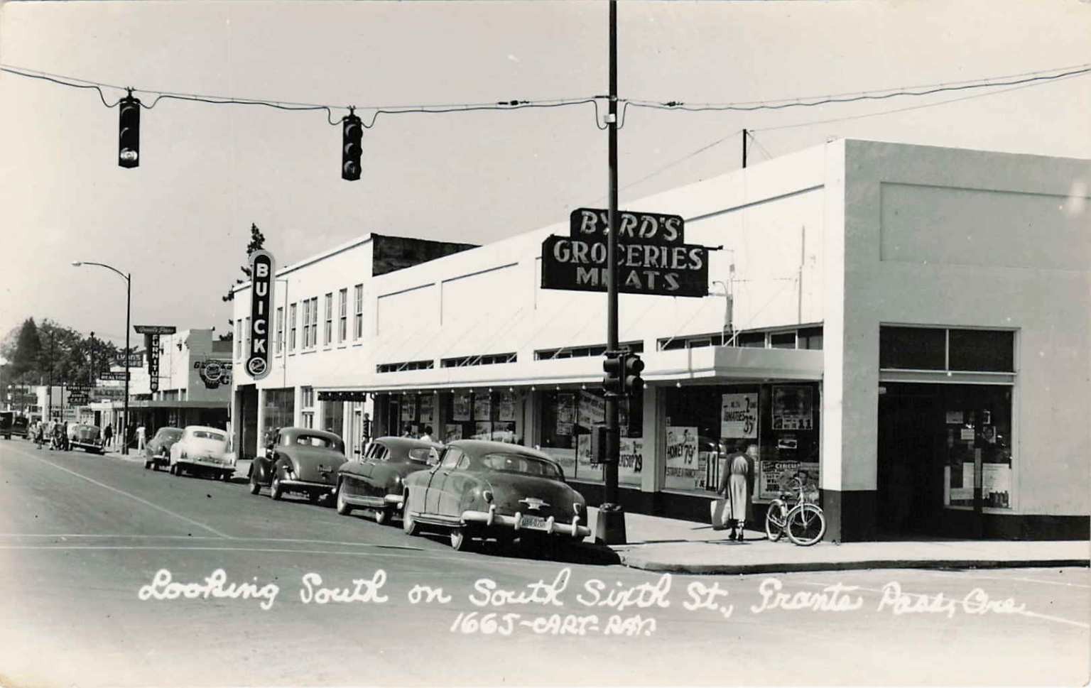 Grants Pass Oregon RPPC South 6th St Byrd\'s Groceries Buick Cars Art Ray 1665 Grants Pass Oregon RPPC South 6th St Byrd\'s Groceries Buick Cars Art Ray 1665