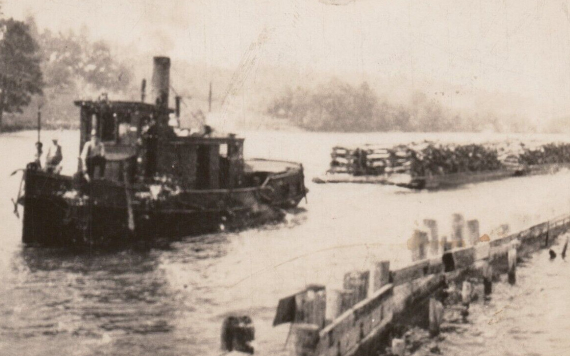 Elk Rapids Michigan Torch River Logging Ship Haul Lumber Docks Transportation Elk Rapids Michigan Torch River Logging Ship Haul Lumber Docks Transportation