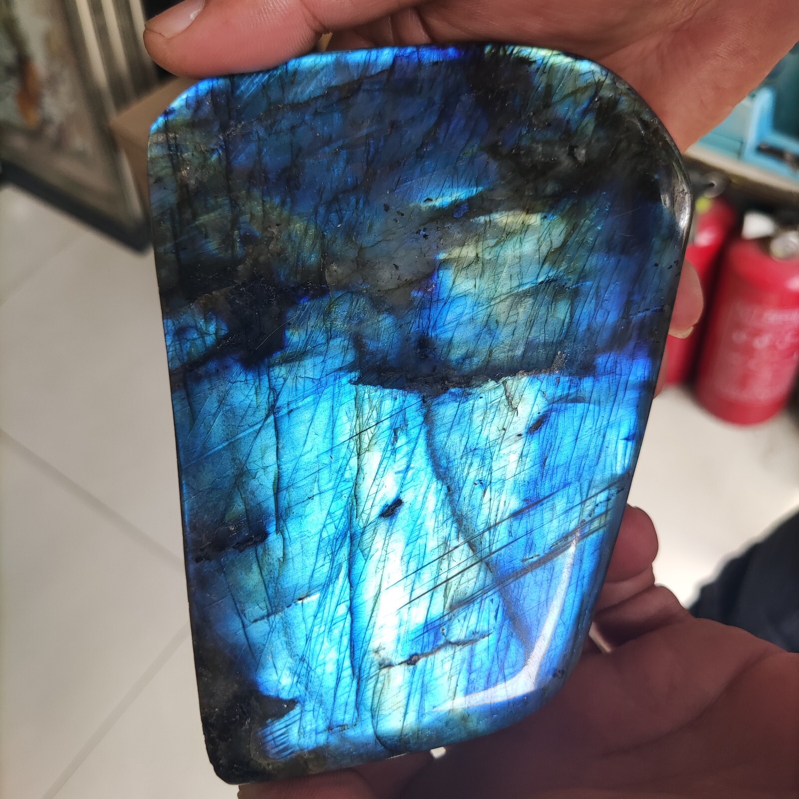 1010g Natural Labradorite Quartz Crystal Freeform Mineral Specimen Healing B406