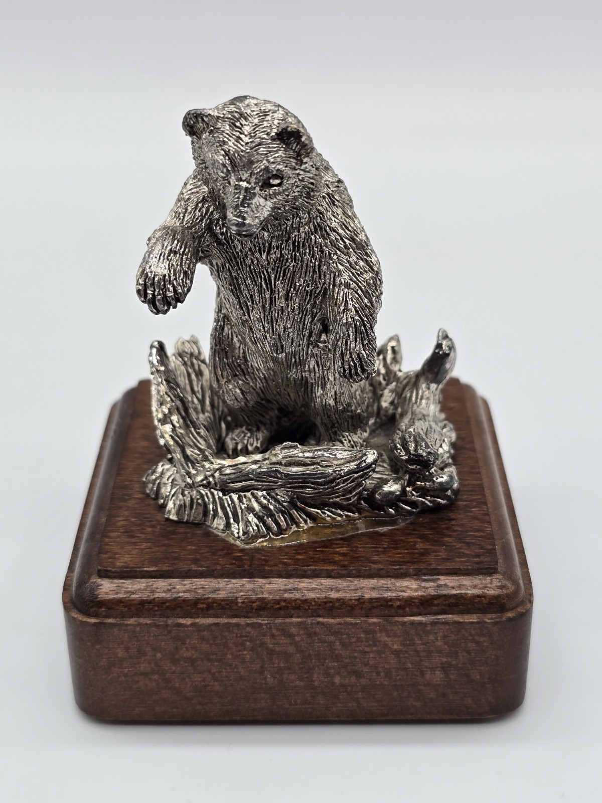 Fine Pewter Bear Figurine Artist Signed