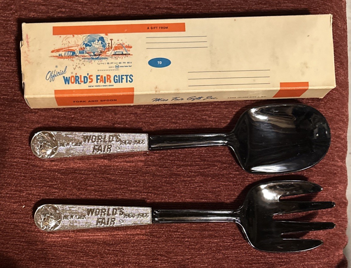Fork And Spoon Gift Orig Box MCM Mailer NOS New York World\'s Fair 1964-1965 SEE