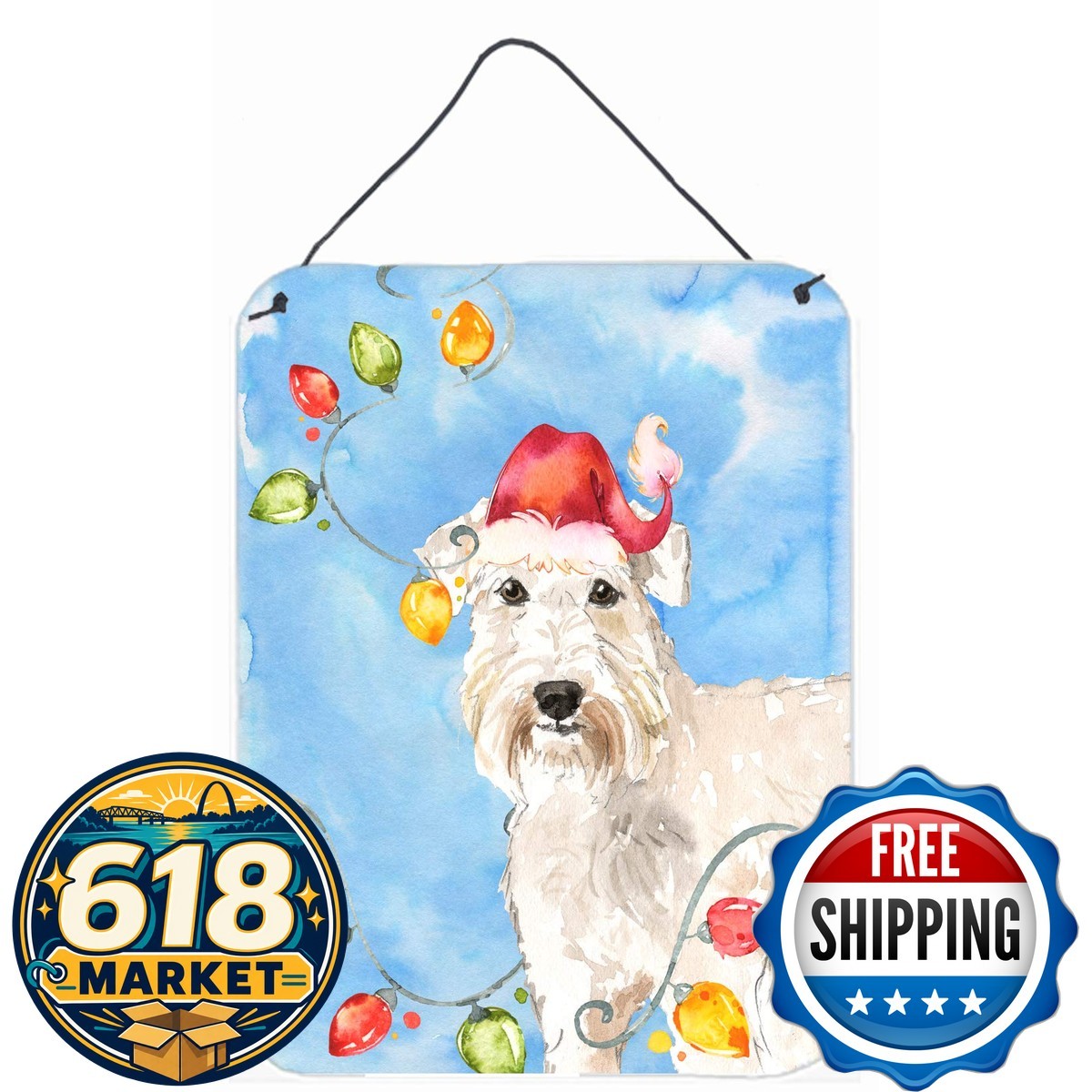 Caroline's Treasures CK2499DS1216 Christmas Lights Wheaten Terrier Metal Sign Caroline's Treasures CK2499DS1216 Christmas Lights Wheaten Terrier Metal Sign