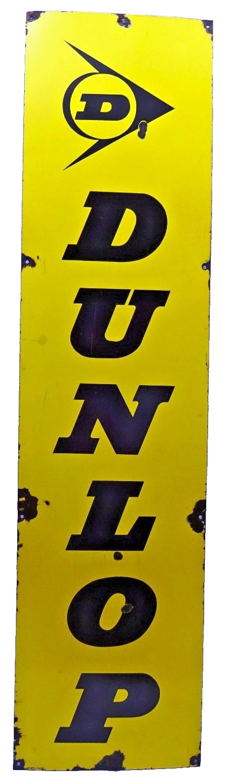 Vintage Dunlop Tyres Porcelain Enamel Sign 72x18 Automobilia Yellow Black 1950s Vintage Dunlop Tyres Porcelain Enamel Sign 72x18 Automobilia Yellow Black 1950s