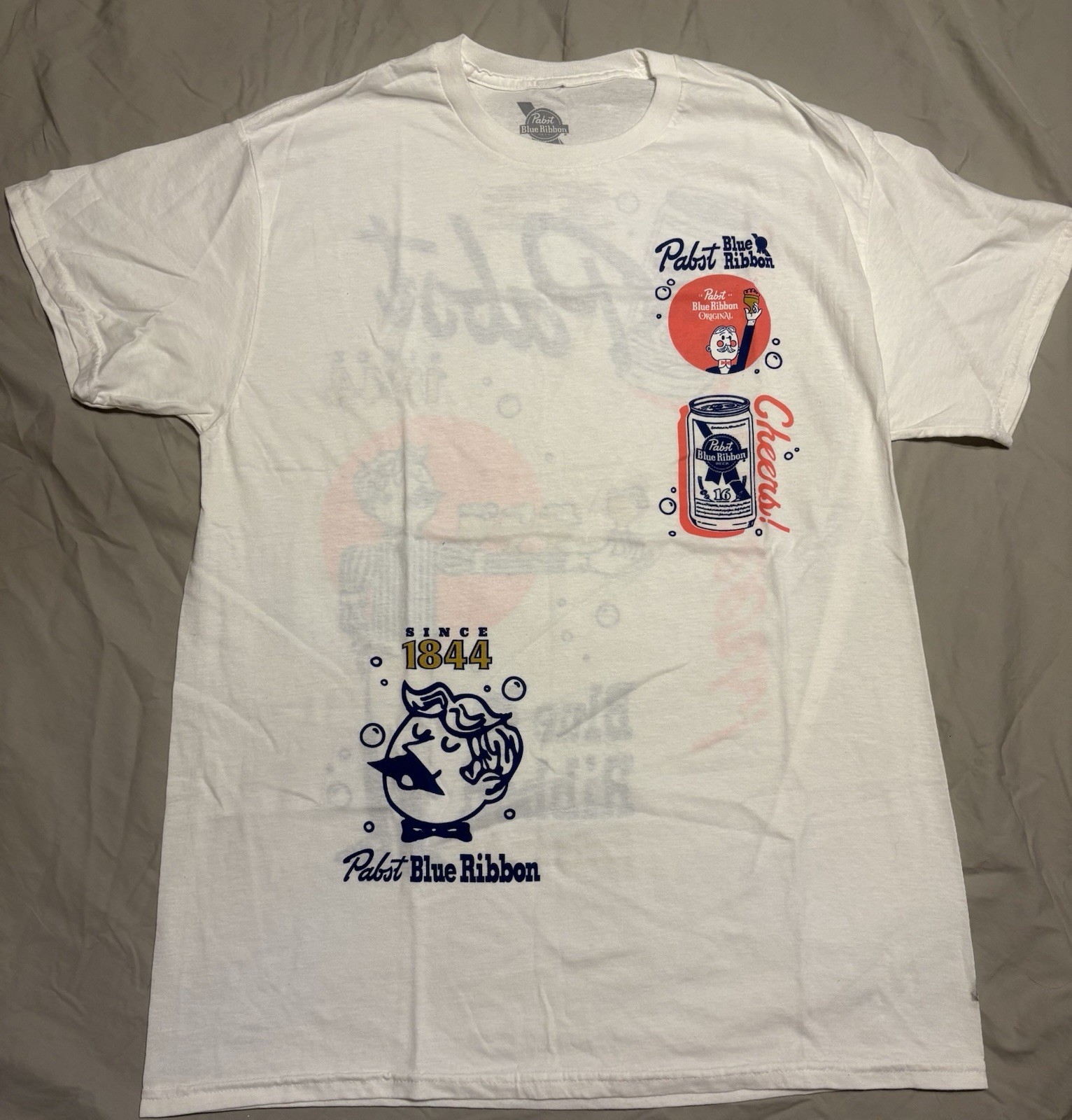 Pabst Blue Ribbon PBR Beer Shirt White Size M
