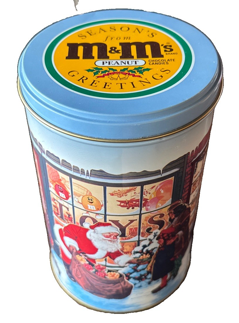Vintage 1991 M&M’s Peanut Christmas Tin Santa Holiday Mars Candy Collectible Vintage 1991 M&M’s Peanut Christmas Tin Santa Holiday Mars Candy Collectible