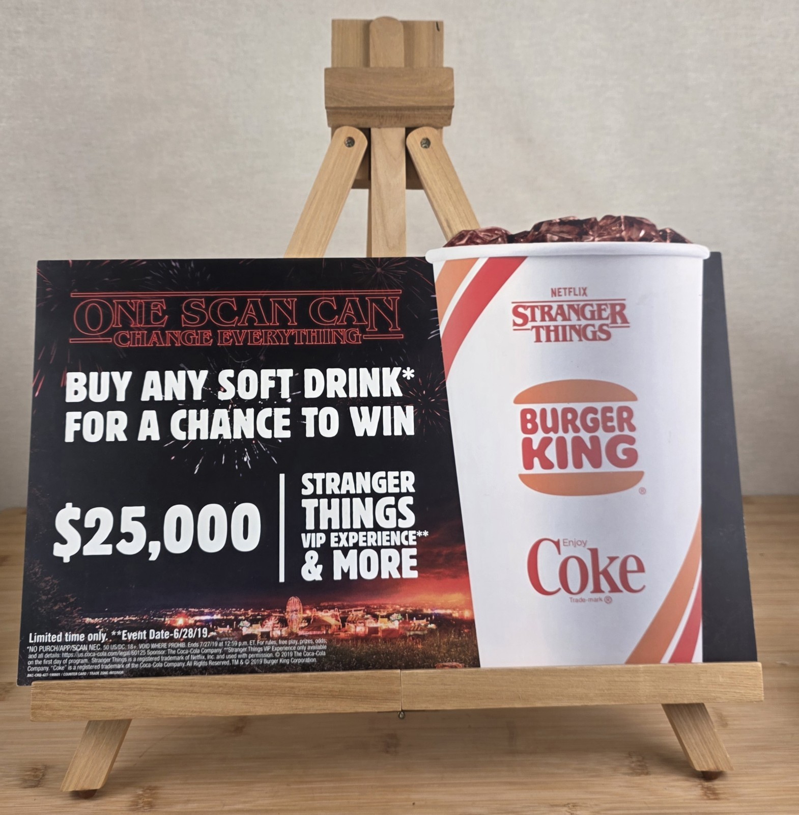 Lot of 2 2019 Burger King Stranger Things Coca-Cola Counter Display Signs POP