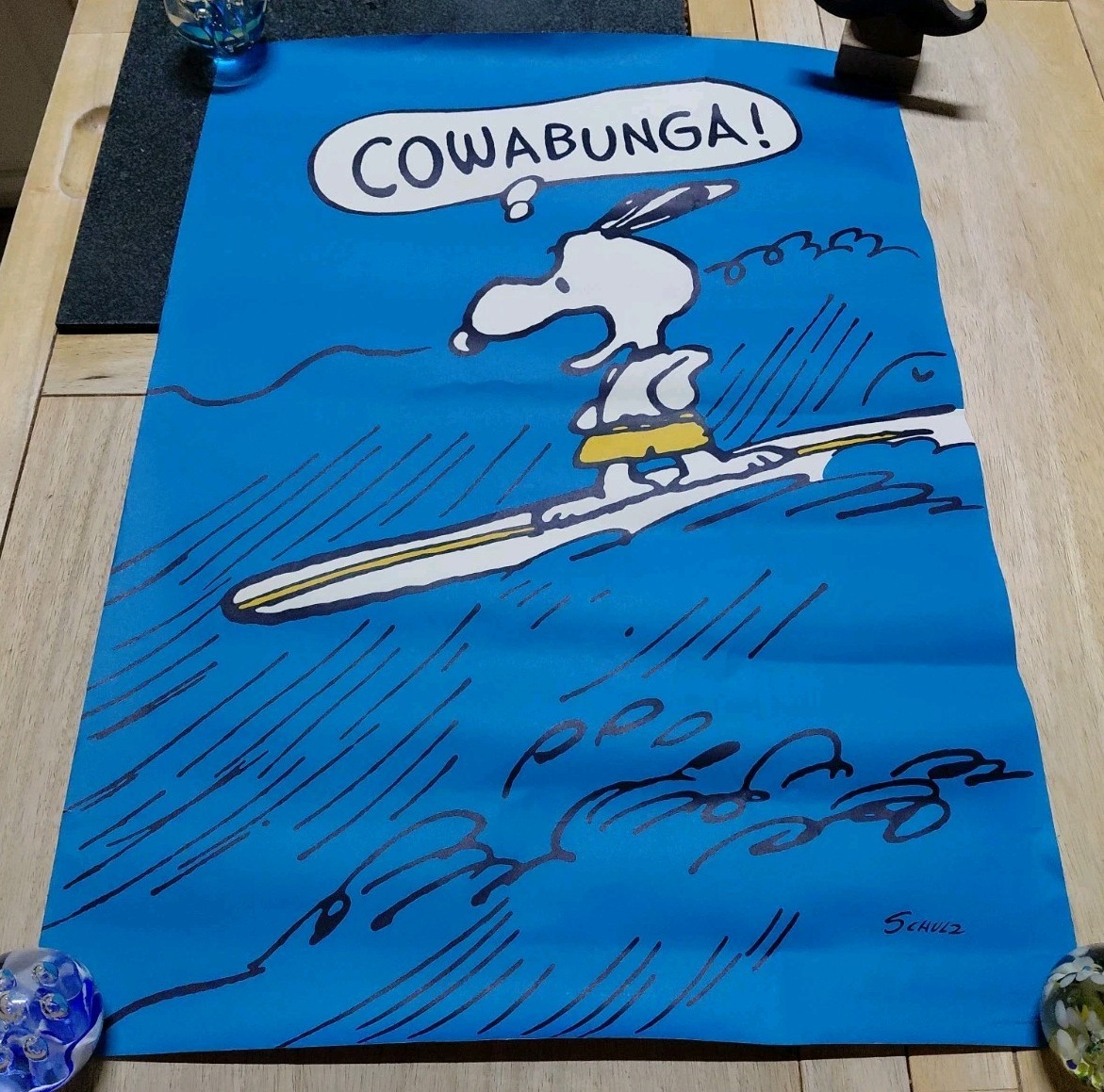 Vintage 1958 Snoopy Surfing Cowabunga Poster 20x28 Original Springbrook Hallmark Vintage 1958 Snoopy Surfing Cowabunga Poster 20x28 Original Springbrook Hallmark