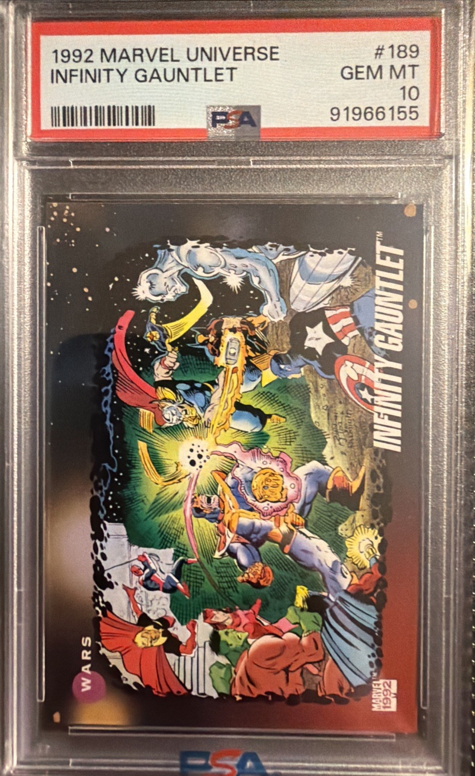 1992 MARVEL UNIVERSE INFINITY GAUNTLET W/ THANOS PSA 10 *POP 28*