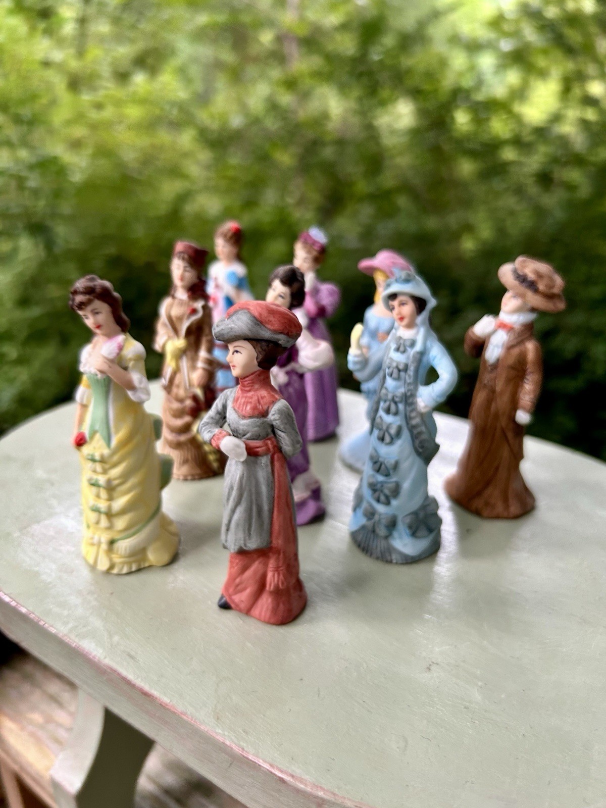 Lot Of Victorian Lady Figurines 1977-ceramic. Hand painted. 3” tall. Lot Of Victorian Lady Figurines 1977-ceramic. Hand painted. 3” tall.