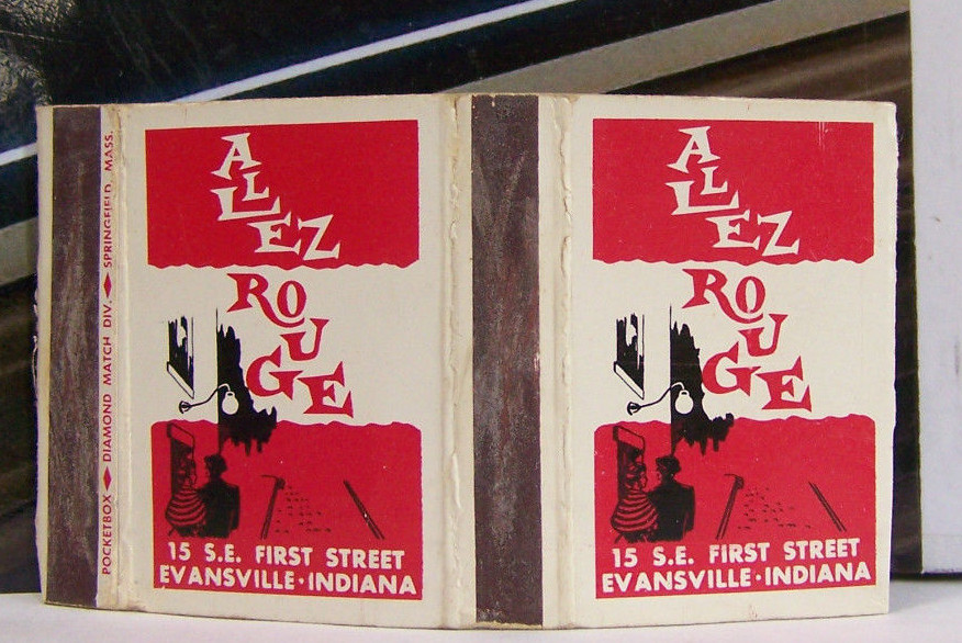   Rare Vintage Matchbook Cover W1 Evansville Indiana Allez Rouge 15 First Street