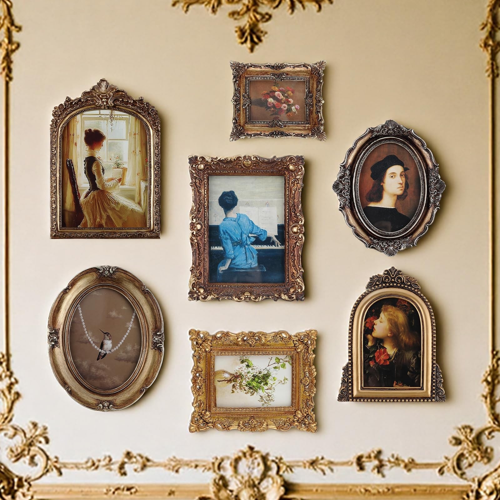7 Pcs Vintage Picture Frames with Glass Front Antique Gold Photo Frame for 4x... 7 Pcs Vintage Picture Frames with Glass Front Antique Gold Photo Frame for 4x...