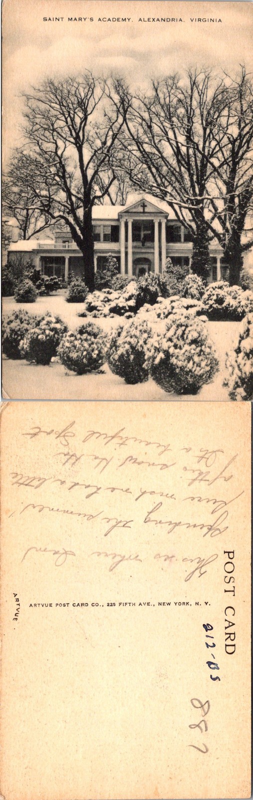 Saint Mary\'s Acadamy, Alexandria, Virginia Postcards Used 56833