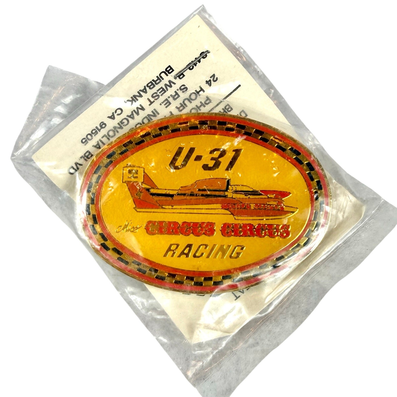 Vtg Boat Racing Pin U-31 Miss Circus Circus 1990 Collectible NEW/SEALED