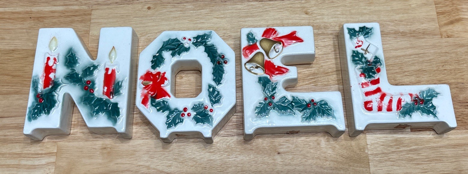 1950’s Vintage Mid Century Lipper & Mann Christmas Noel Candle Holder Letters