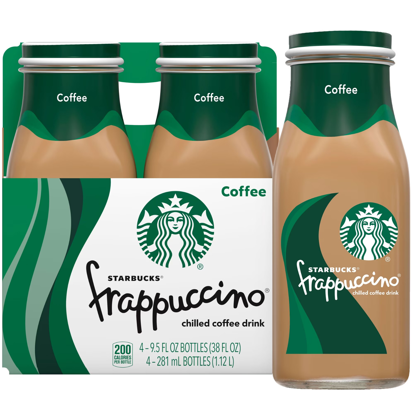 Starbucks Frappuccino Chilled Coffee Drink, 9.5 oz bottles, 4 Count Starbucks Frappuccino Chilled Coffee Drink, 9.5 oz bottles, 4 Count