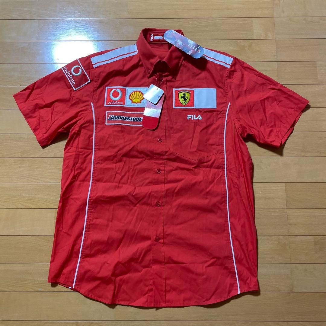 FILA x Ferrari F1 Racing Team Short Sleeve Button Shirt M Vodafone Patch FILA x Ferrari F1 Racing Team Short Sleeve Button Shirt M Vodafone Patch