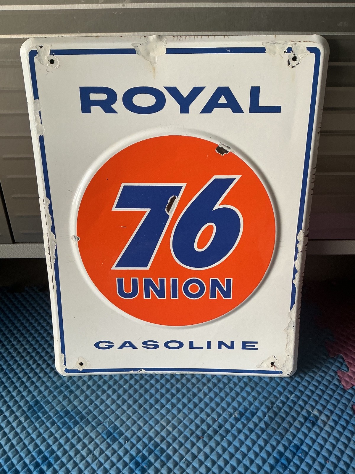 PORCELAIN Vintage Union 76 “ROYAL” Gasoline Porcelain Sign
