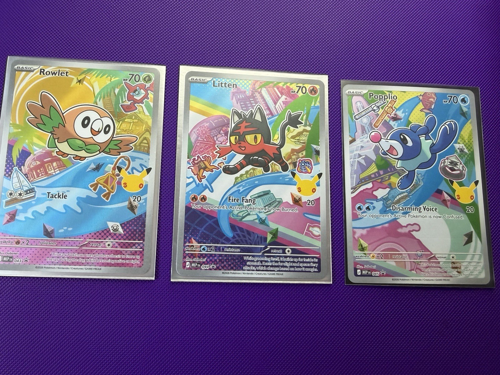 Pokemon TCG Gen 7 first partner starters Rowlet Litten Popplio