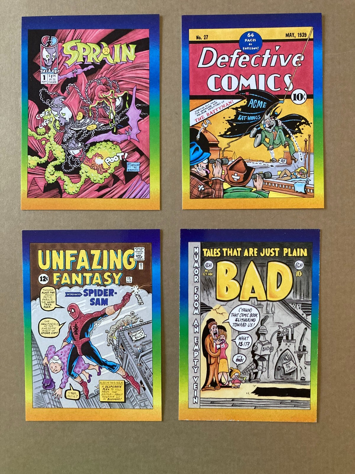1993 DEFECTIVE COMICS 4 Card Promotional Promo Set - Satire Set 1993 DEFECTIVE COMICS 4 Card Promotional Promo Set - Satire Set