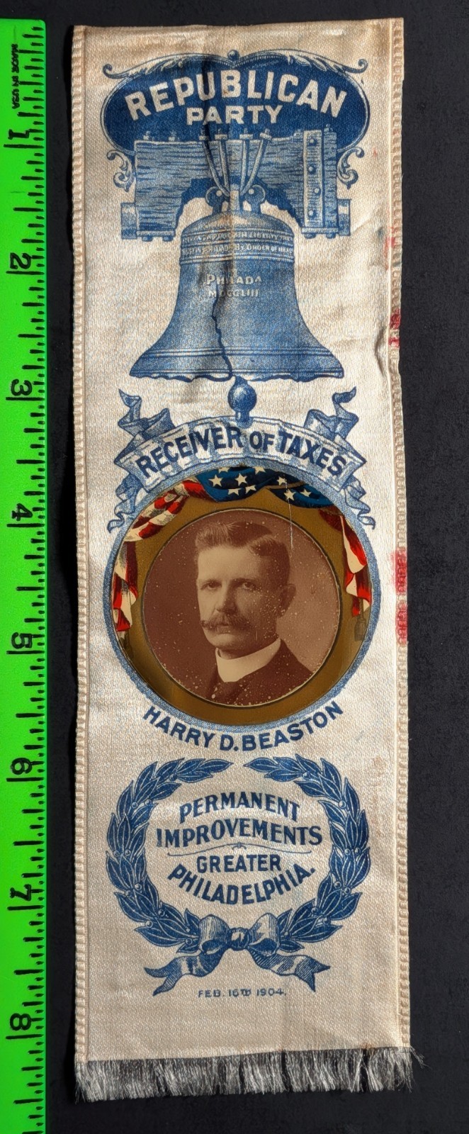 Antique 1904 Photo Harry Beaston Republican Party Philadelphia Political Ribbon