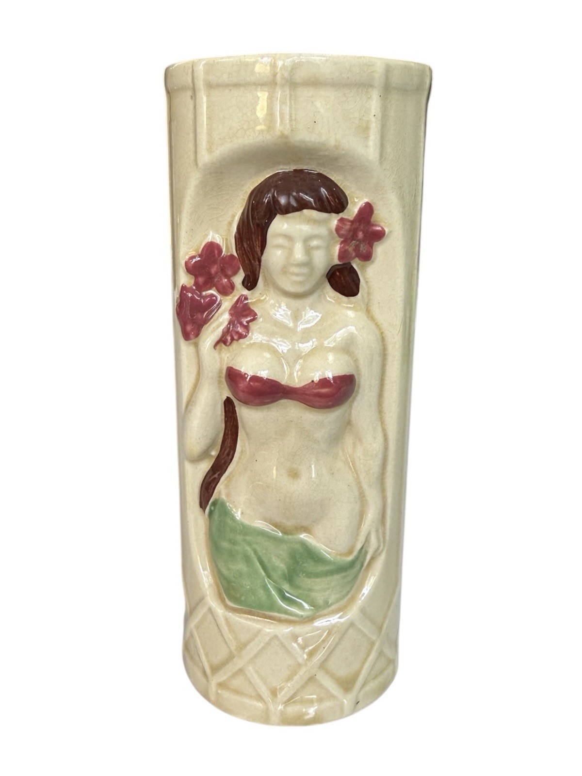 Vintage Mid Century Hula Girl Vase Tiki Bar Orchids Of Hawaii Beach