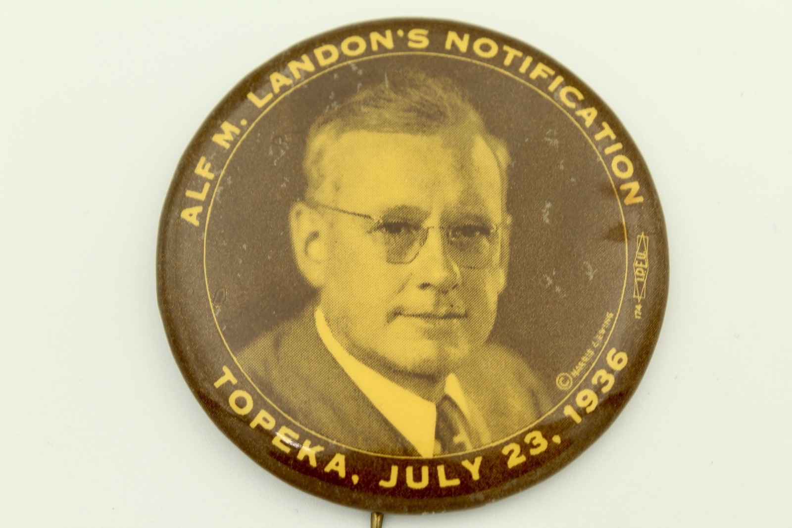 1936 Alf Landon Notification Pinback Button 2.25\