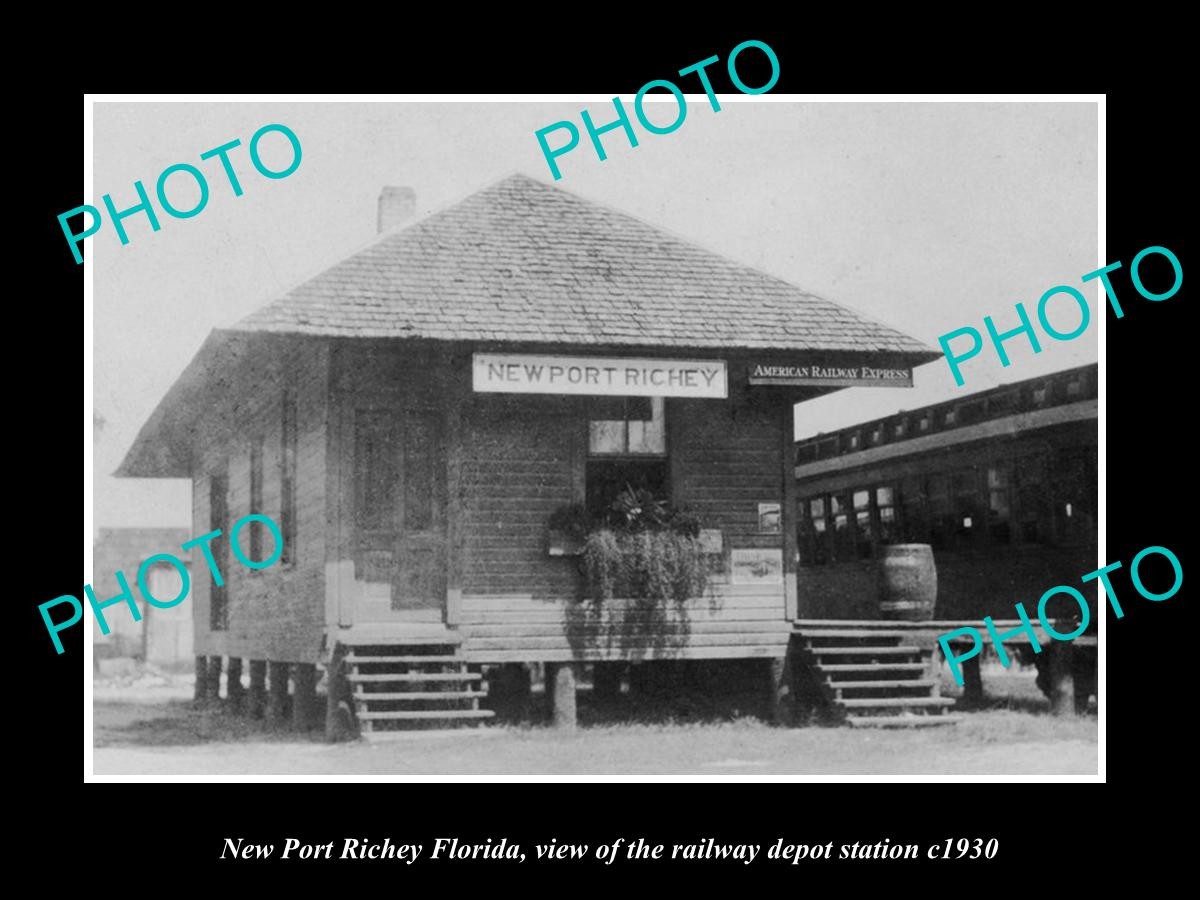 Newport Richey Florida The Railroad Depot Station c1930 Old Large Historic Photo Newport Richey Florida The Railroad Depot Station c1930 Old Large Historic Photo