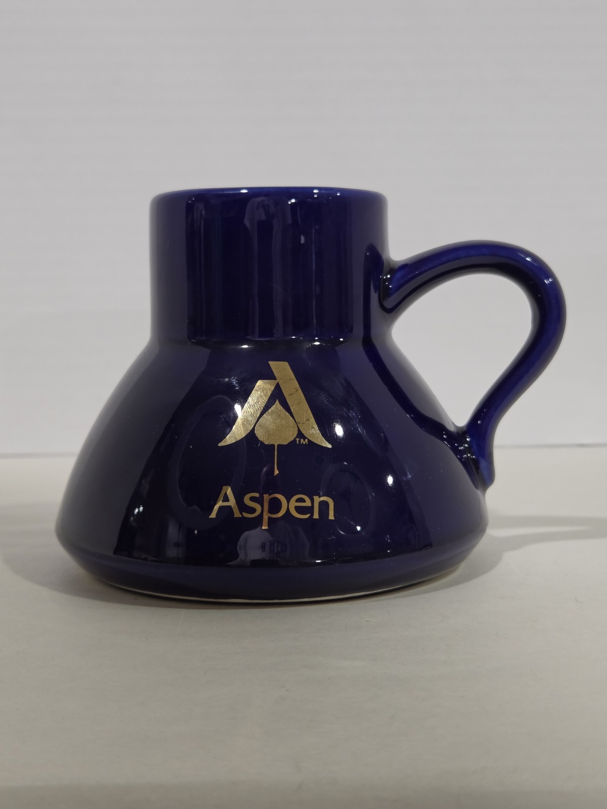 Vintage Aspen Ski Resort No Spill Coffee Mug Cobalt Blue Gold Trim Ceramic Cup Vintage Aspen Ski Resort No Spill Coffee Mug Cobalt Blue Gold Trim Ceramic Cup