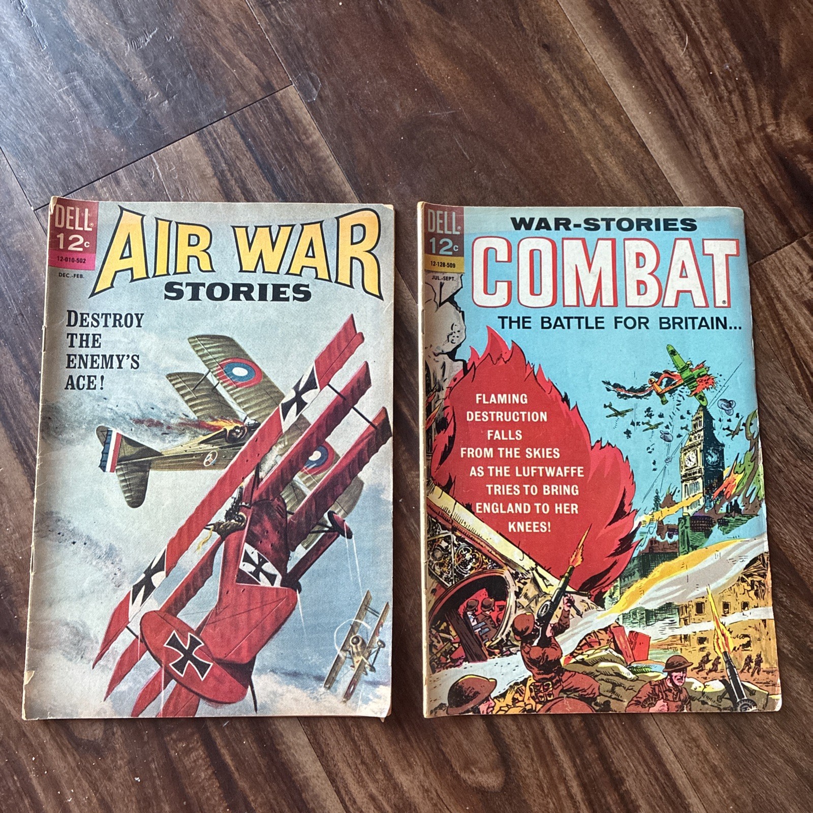 Vintage Dell War Combat #17 & Air War #2 comic books 
