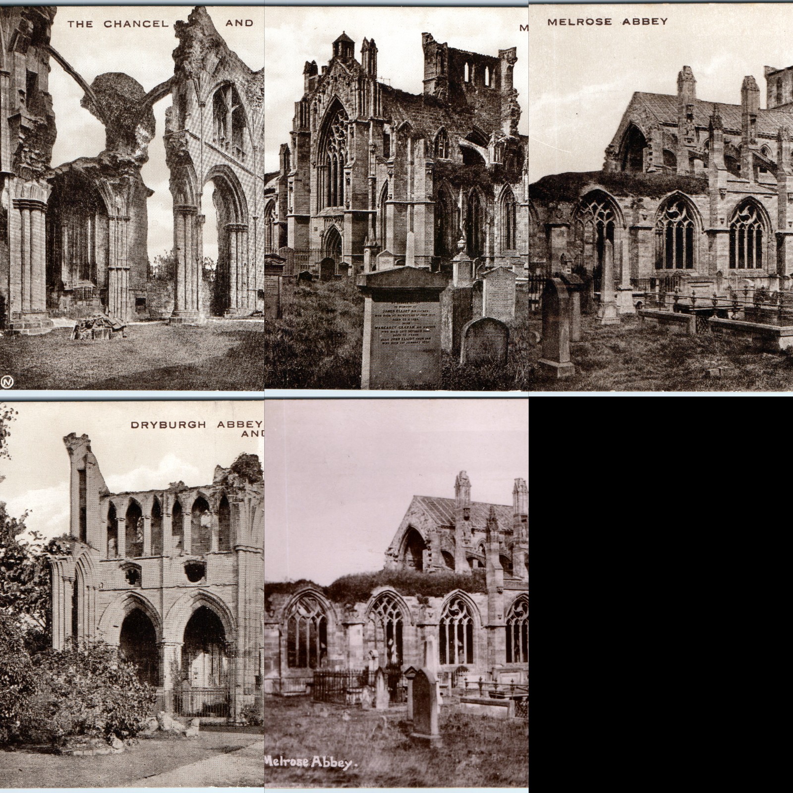 x5 LOT c1940s Melrose Dryburgh Abbey Postcard Scotland Gothic Architecture Ruin x5 LOT c1940s Melrose Dryburgh Abbey Postcard Scotland Gothic Architecture Ruin