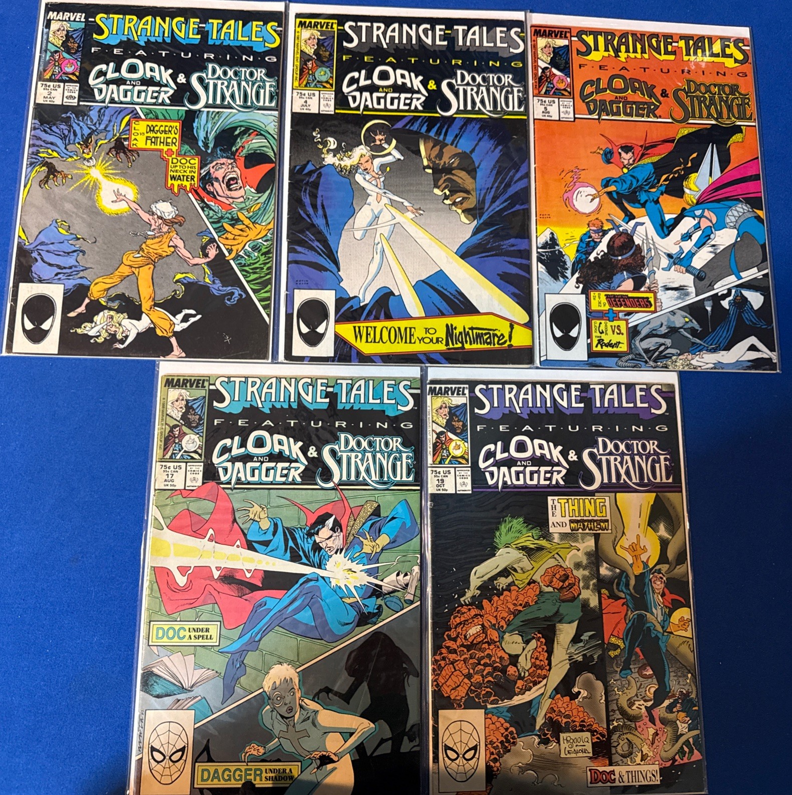 Strange Tales Lot Of 5 #2, 4, 5, 17, 19 (Marvel, 1987) Kevin Nolan Covers F/VF Strange Tales Lot Of 5 #2, 4, 5, 17, 19 (Marvel, 1987) Kevin Nolan Covers F/VF