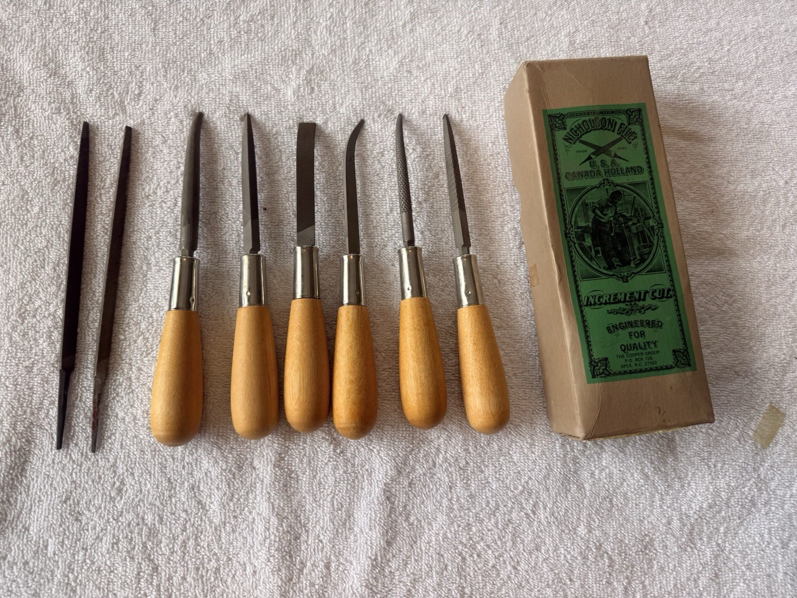 Vintage Nicholson 21450 Bent Riffler File Rasp Set of 6 w/ Original Box USA Vintage Nicholson 21450 Bent Riffler File Rasp Set of 6 w/ Original Box USA