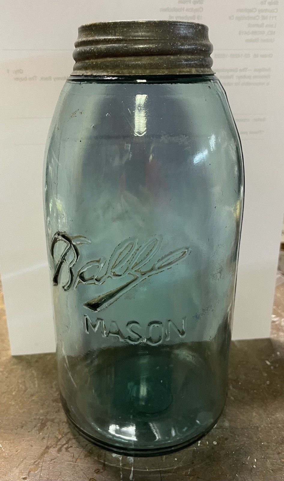 1900-1910 Ball Mason Jar Triple L Logo with Zinc Lid & Mold Number ~ Bubbles 1900-1910 Ball Mason Jar Triple L Logo with Zinc Lid & Mold Number ~ Bubbles