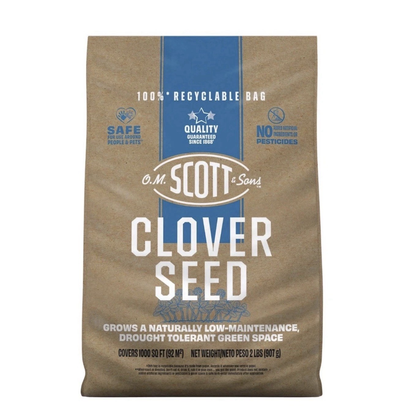 2 BAGS - O.M. Scott and Sons Clover Seed Lawn Grows a Naturally Low Maintenance 2 BAGS - O.M. Scott and Sons Clover Seed Lawn Grows a Naturally Low Maintenance