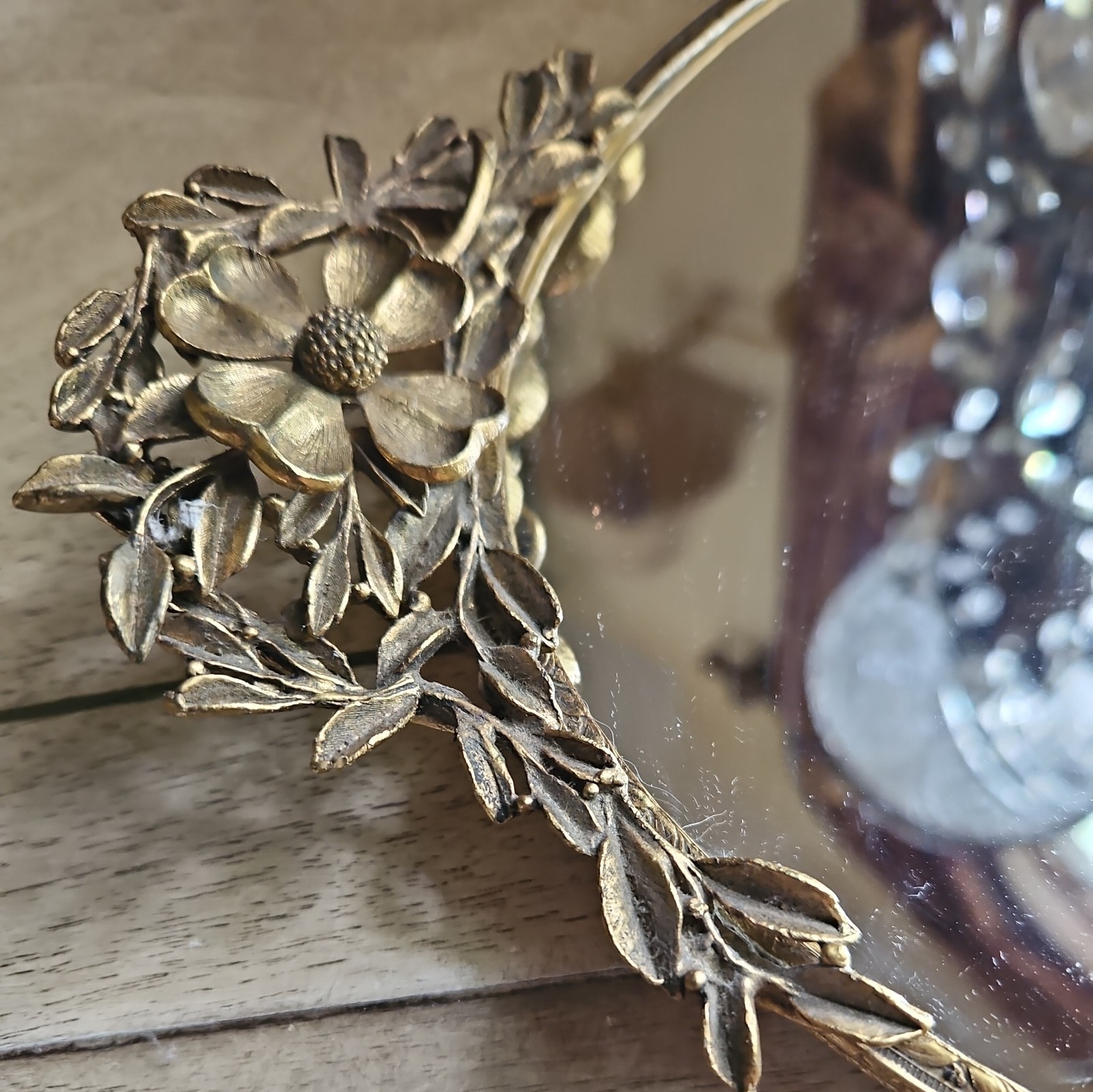 French antique mirror tray  brass Gorgeous.  21x10.5