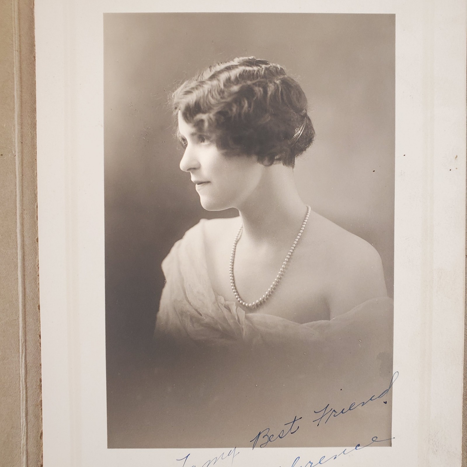 1927 Young Sexy Woman Off the Shoulder Dress Pearl Short Hair Brunswick OH Photo