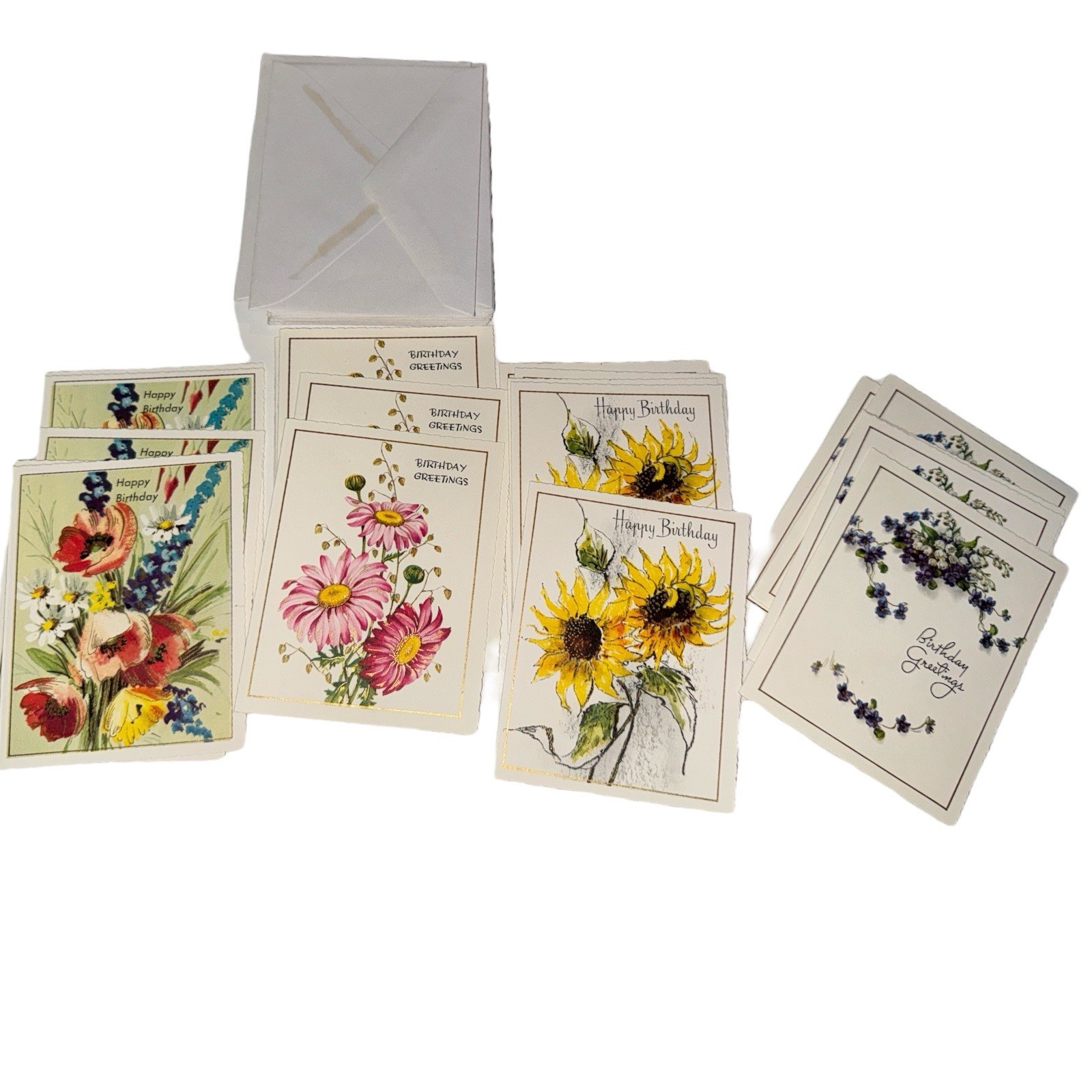 Vintage Marcel Schurman Floral Birthday Greeting Cards 20 3.5x4.5” Unused 50’s