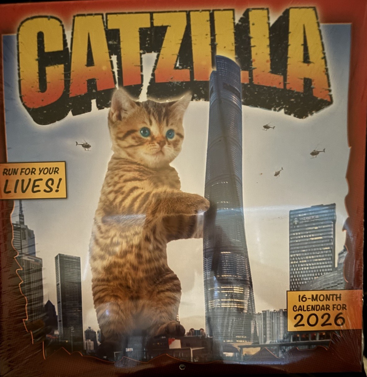 Sellers Publishing Catzilla 2026 16-Month Calendar Cats Urban Photomontages