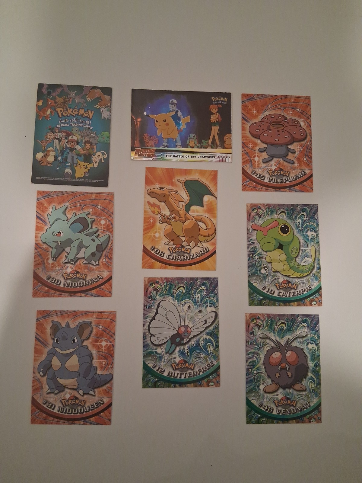 Vintage 1999 Topps Pokemon Card Lot 9pc - Holofoil Rainbow Foil Charizard #06 Vintage 1999 Topps Pokemon Card Lot 9pc - Holofoil Rainbow Foil Charizard #06
