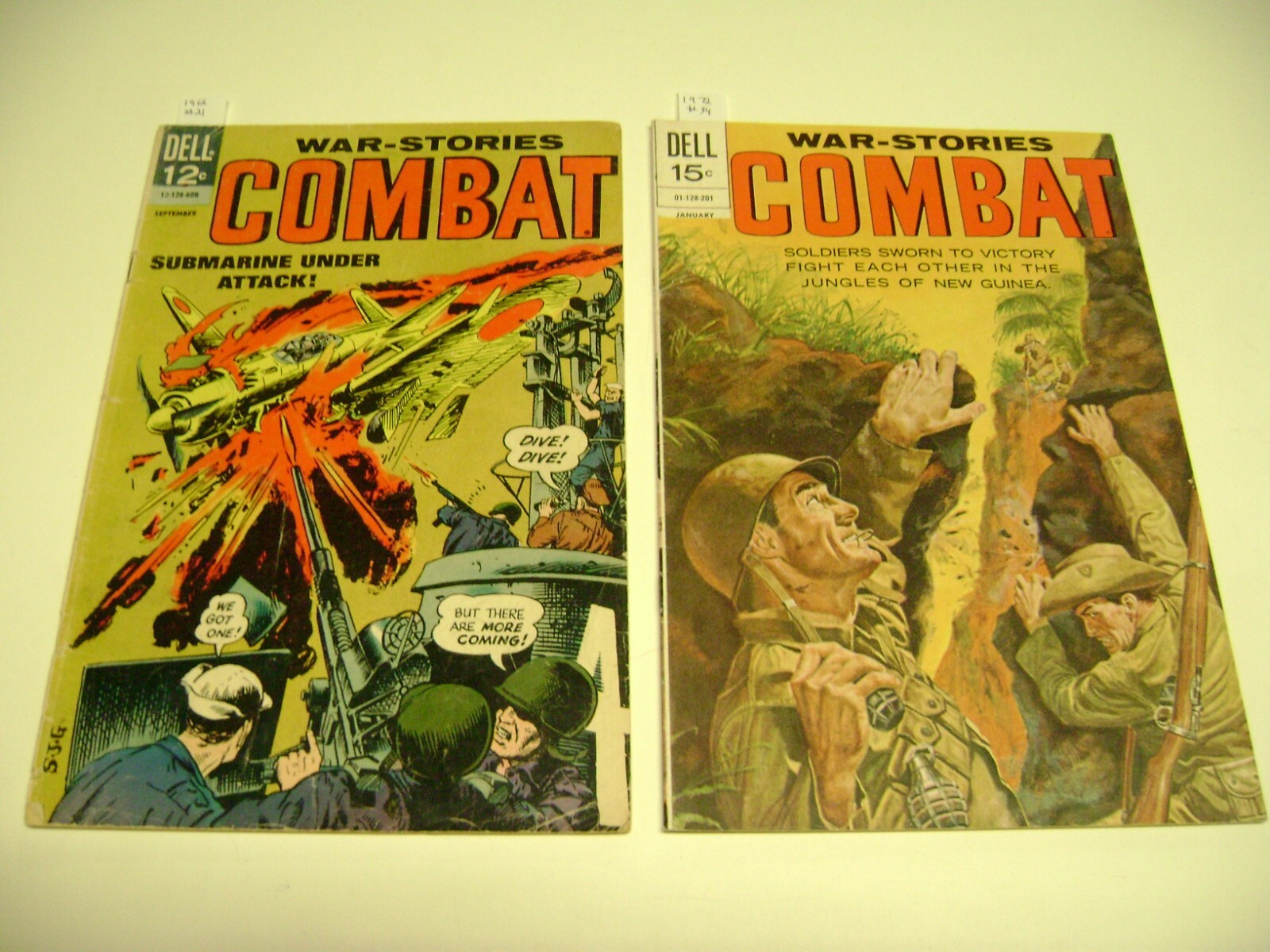 Vintage 1966-72 Dell Comic Book lot of 2, WAR STORIES COMBAT #21,34, VG Vintage 1966-72 Dell Comic Book lot of 2, WAR STORIES COMBAT #21,34, VG