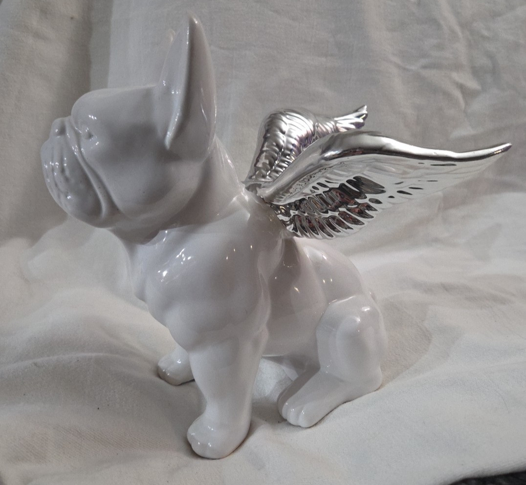 White French Bulldog With silver Wings